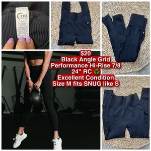 EUC ZYIA Black Angle Grid Performance Hi-Rise 7/8 24" RC ♻️